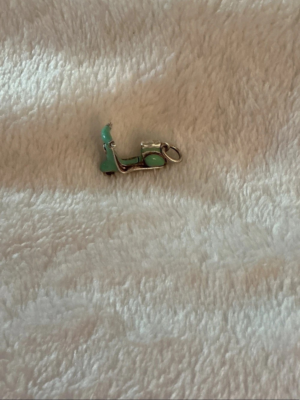 Tiffany & Co. Sterling Silver Turquoise Enamel Vespa Scooter Charm. Green